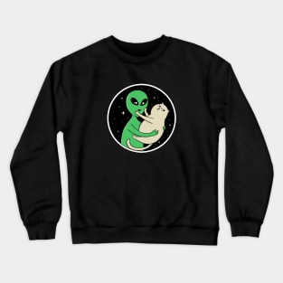 alien and cat Crewneck Sweatshirt